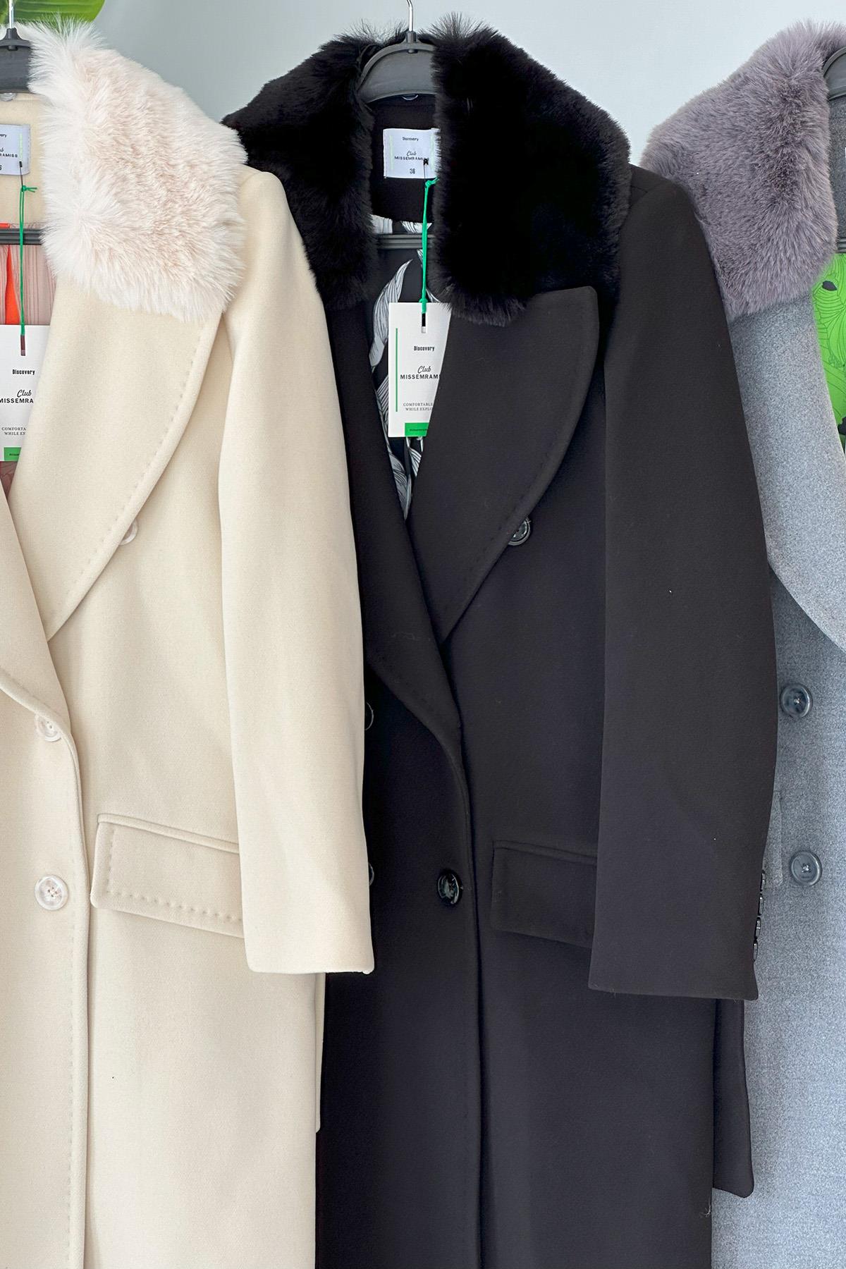 Missemramiss Lady Kürklü Kaşe Kaban 4103 Siyah