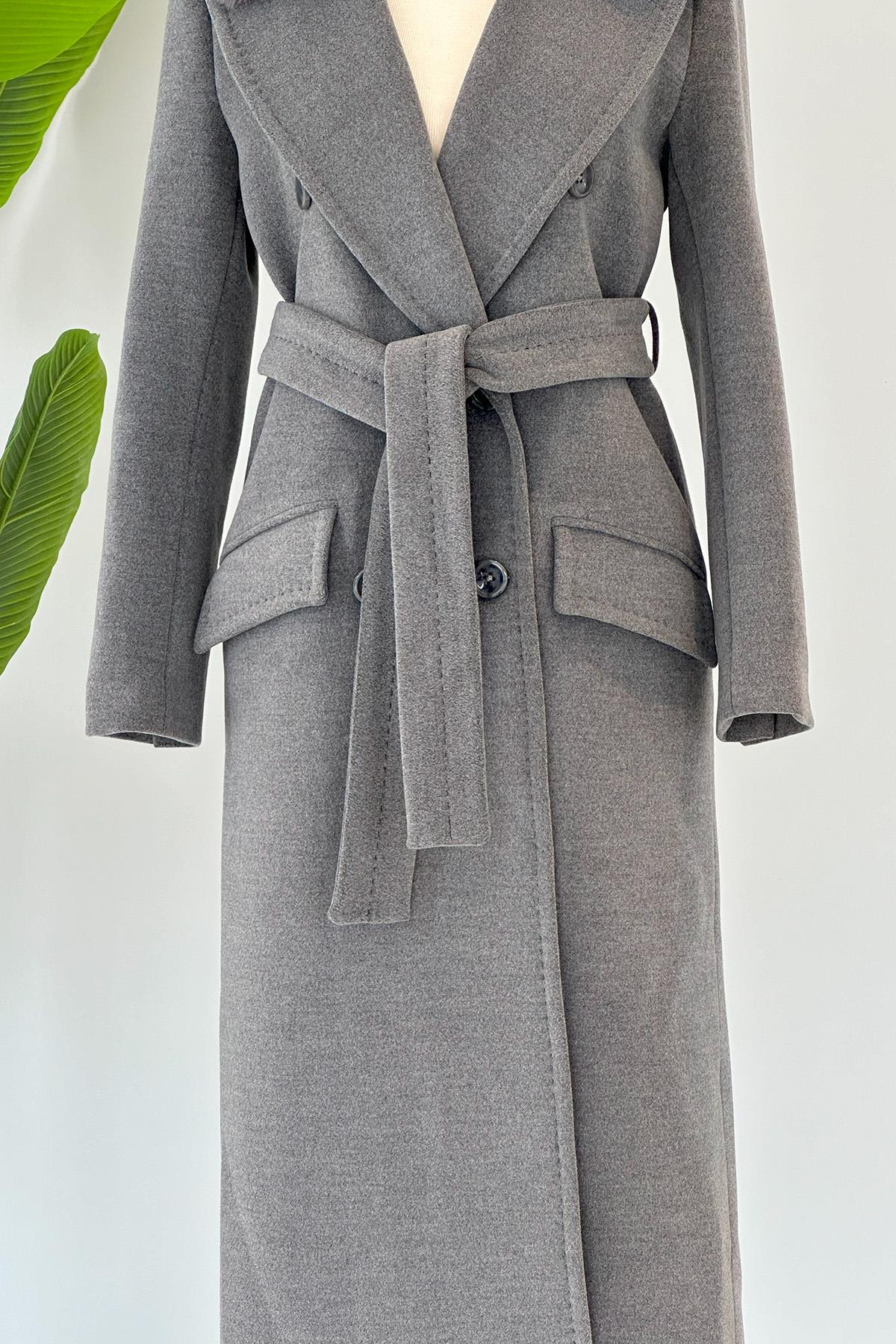 Missemramiss Lady Kürklü Kaşe Kaban 4103 Gri