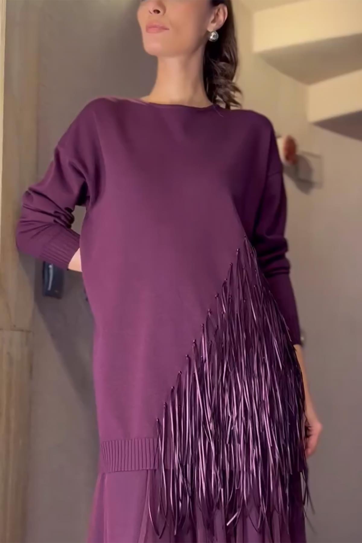 Missemramiss Rope Basic Triko Kazak 4585 Mürdüm