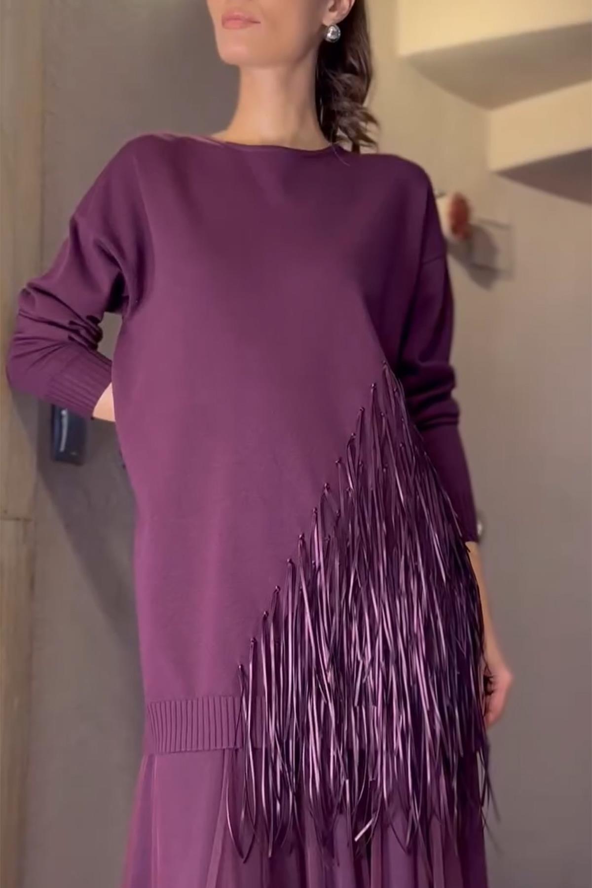 Missemramiss Rope Basic Triko Kazak 4585 Mürdüm