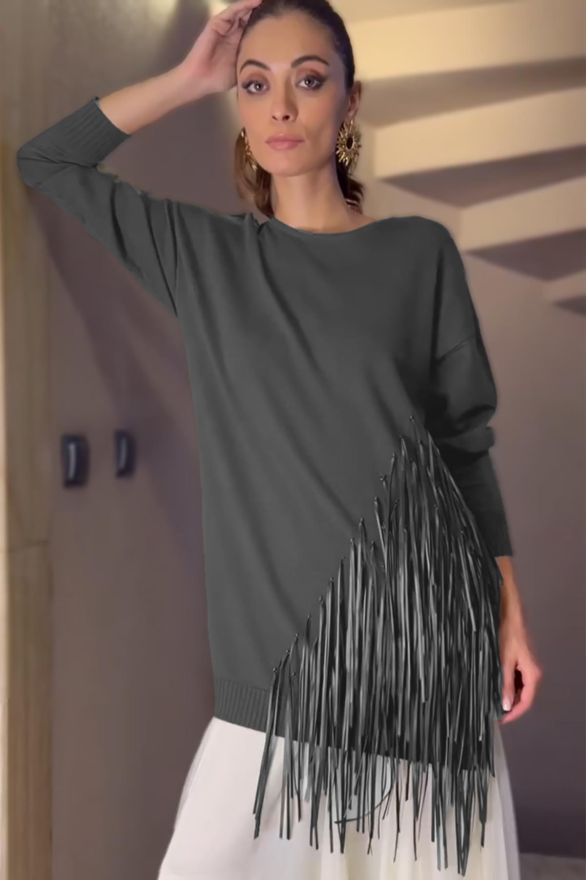 Missemramiss Rope Basic Triko Kazak 4585 Antrasit