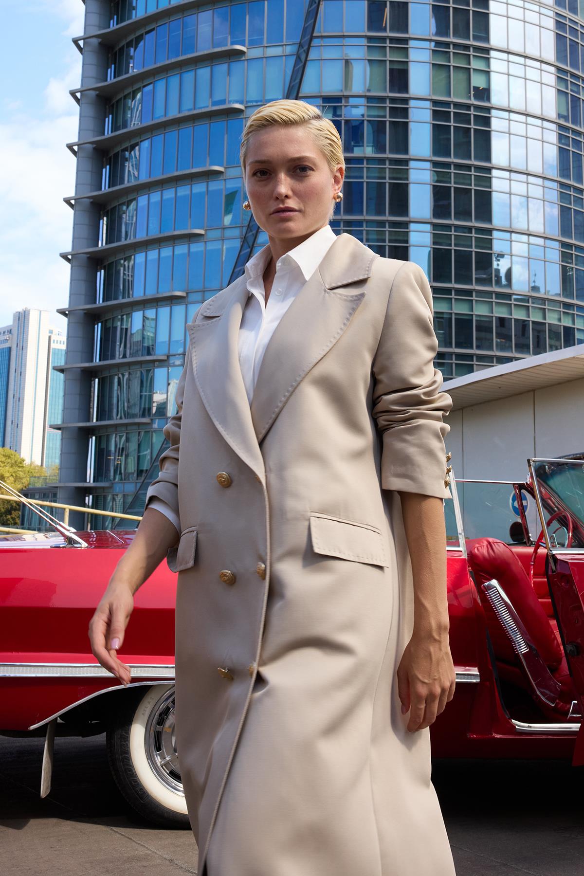 Missemramiss Rosa Blazer Trençkot 4551 Bej