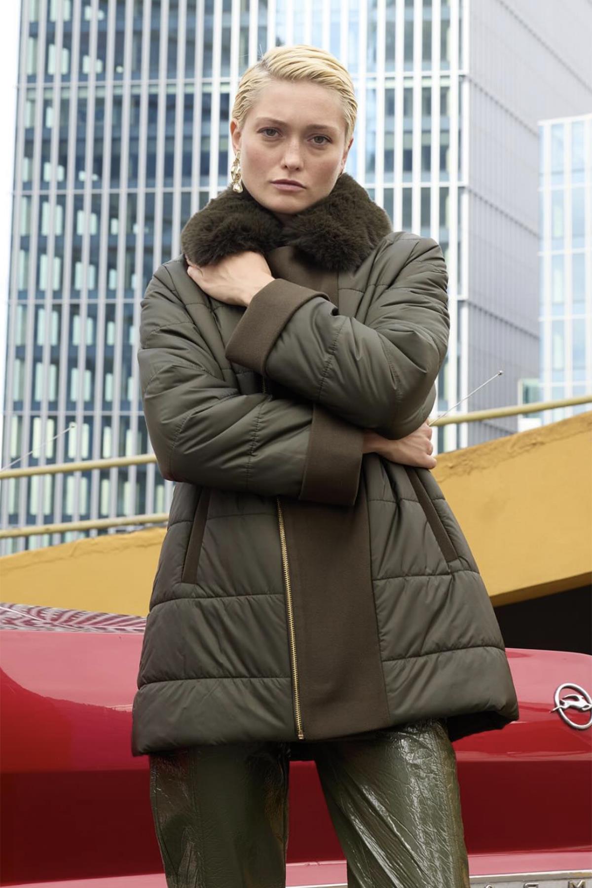 Missemramiss Speciale Biker Şişme Mont 4557 Haki 