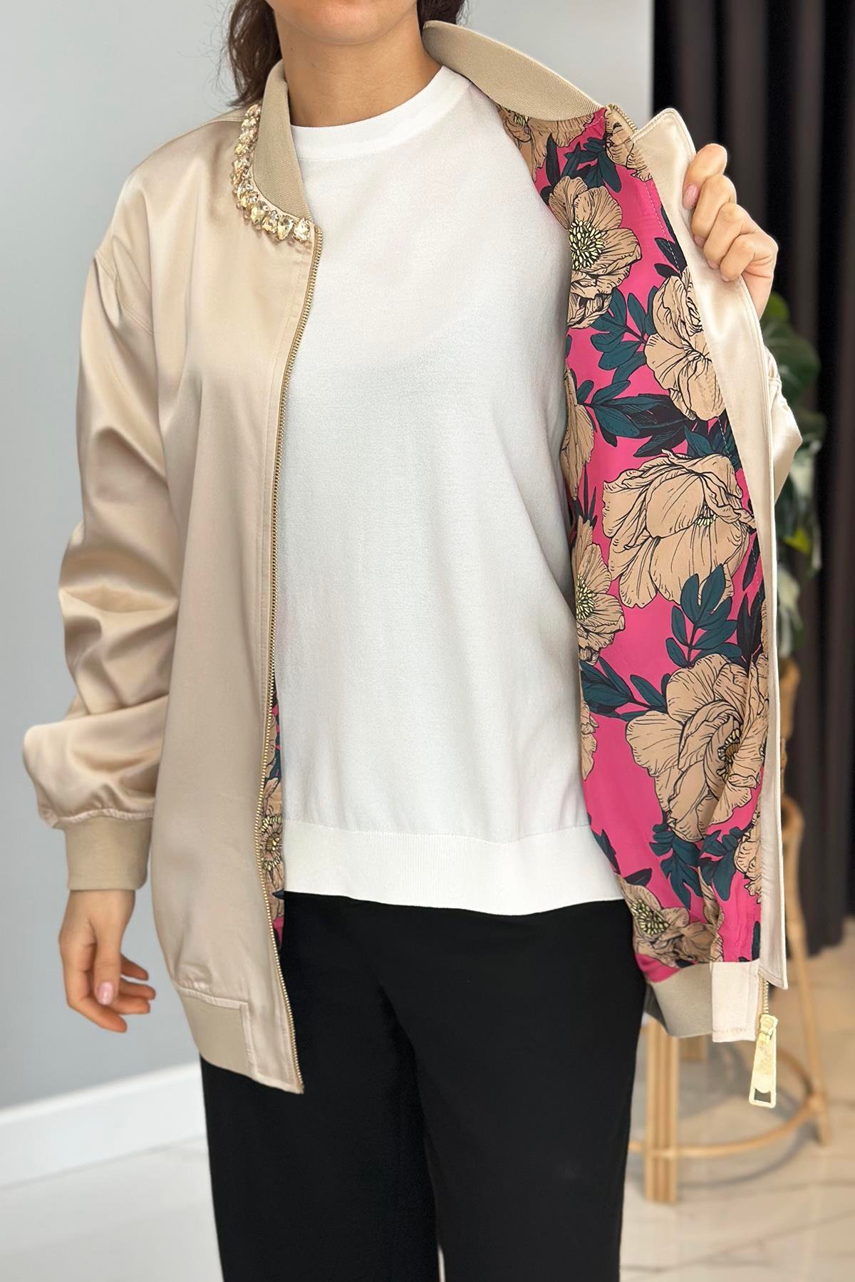 Missemramiss Stone Design Ceket 4720 Bej