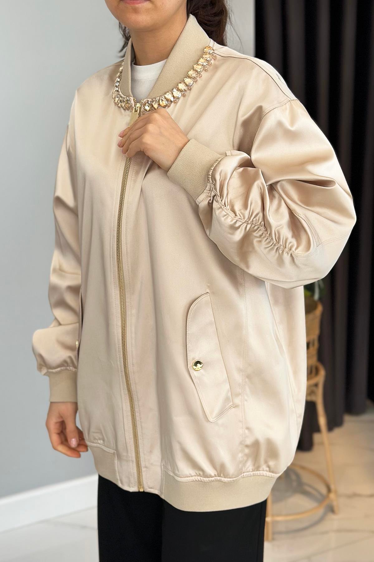 Missemramiss Stone Design Ceket 4720 Bej