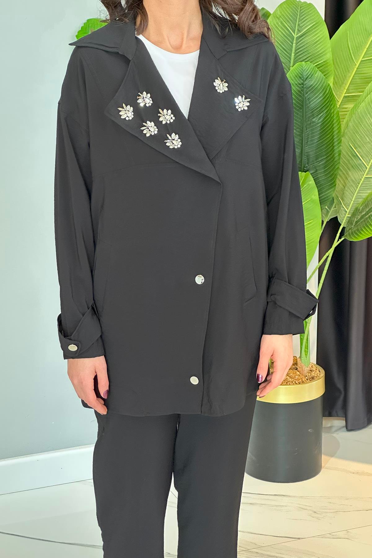 Missemramiss Taş Detay Pantolonlu Takım 4773 Siyah