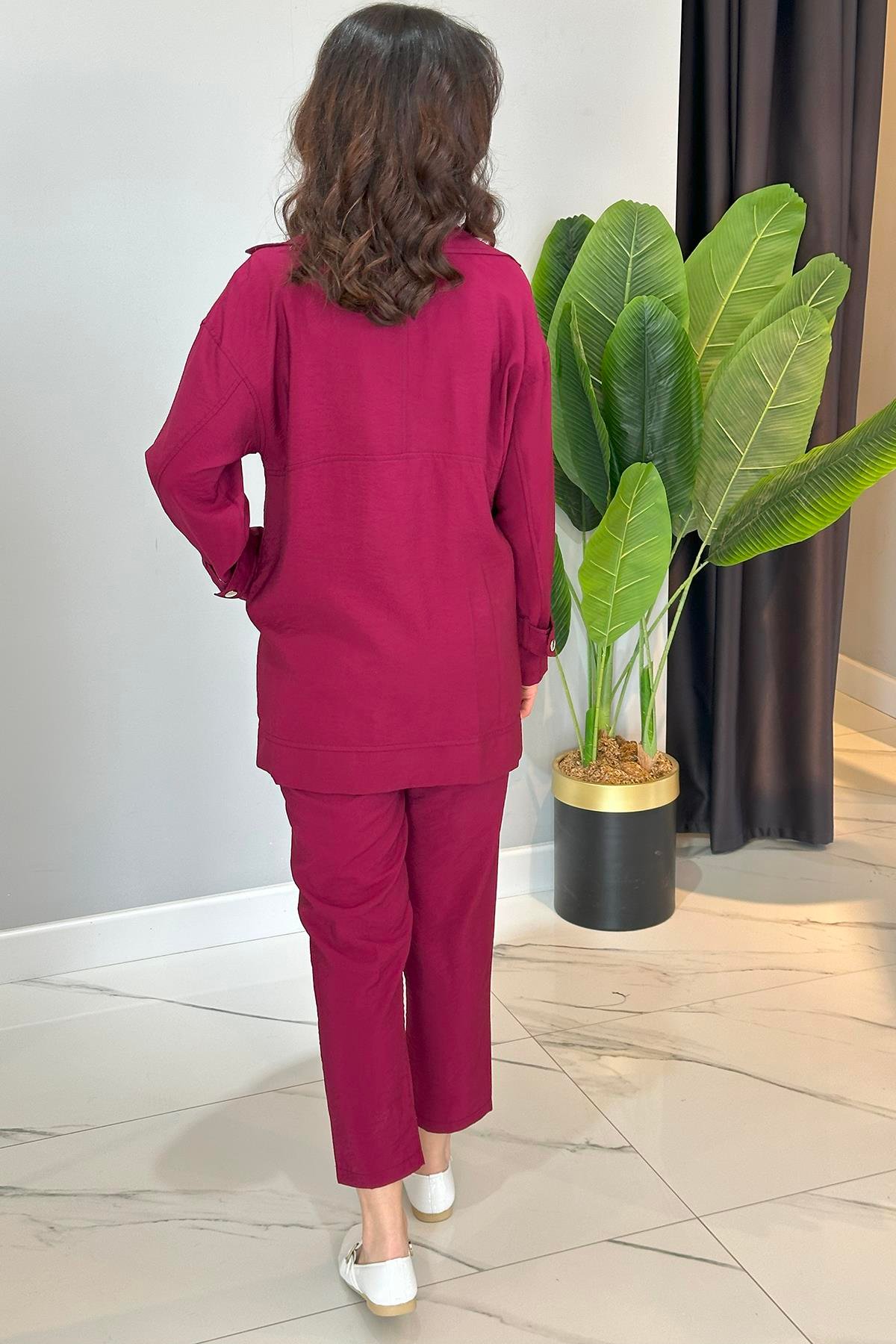 Missemramiss Taş Detay Pantolonlu Takım 4773 Mürdüm