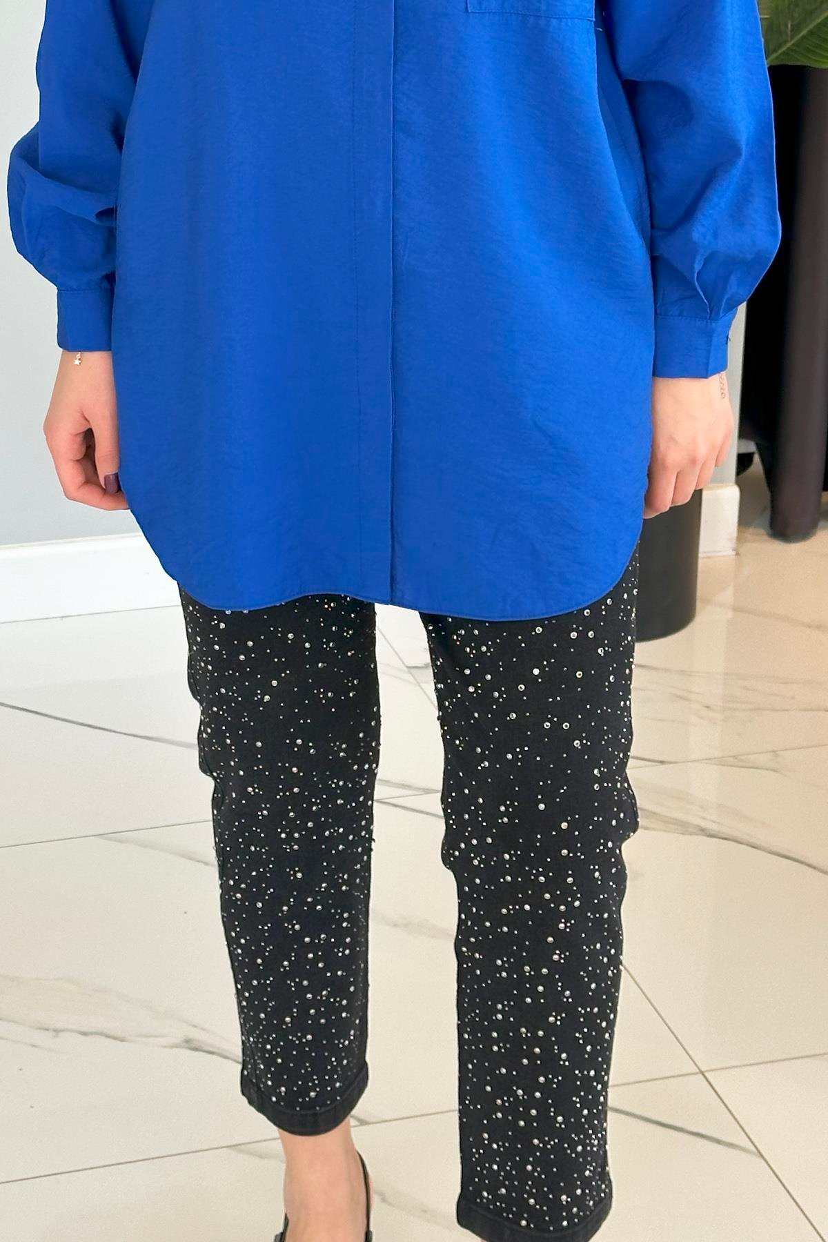 Missemramiss Taşlı Denim Pantolon 4810 Antrasit