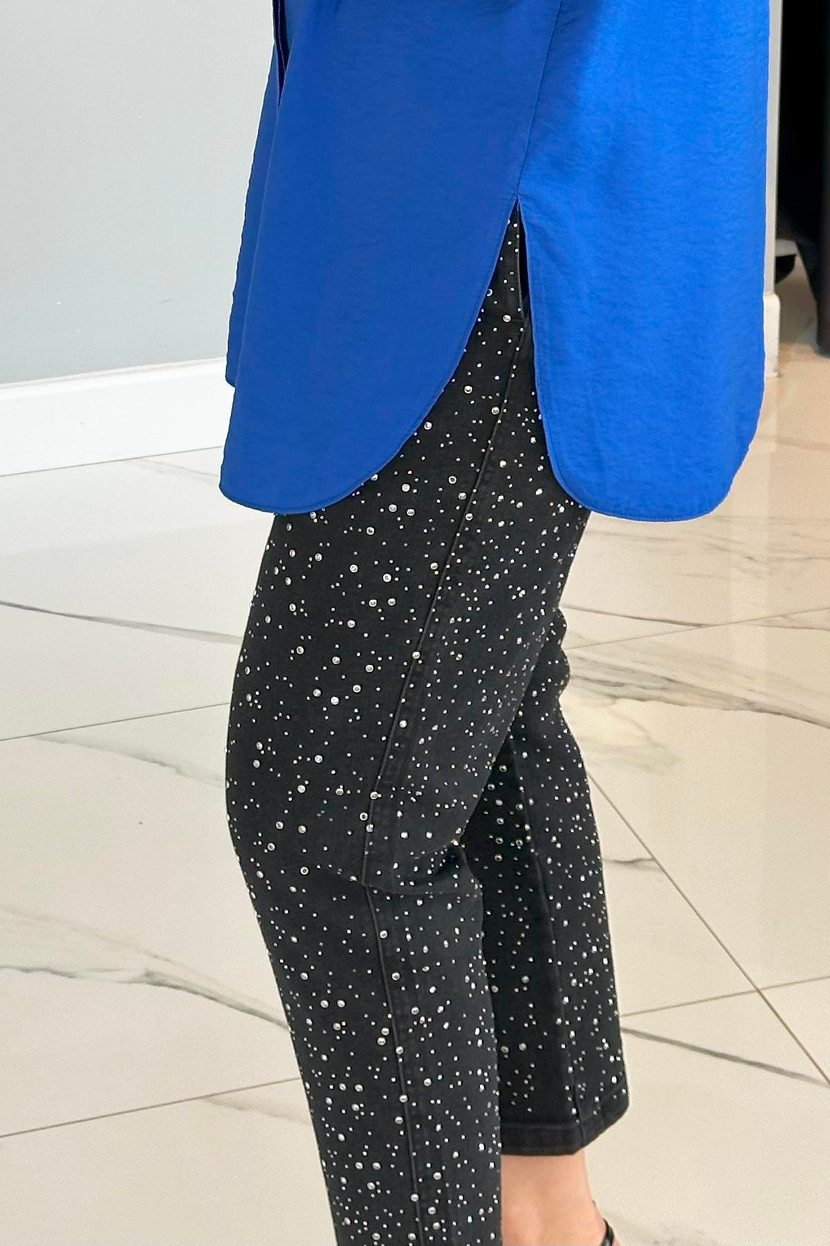 Missemramiss Taşlı Denim Pantolon 4810 Antrasit