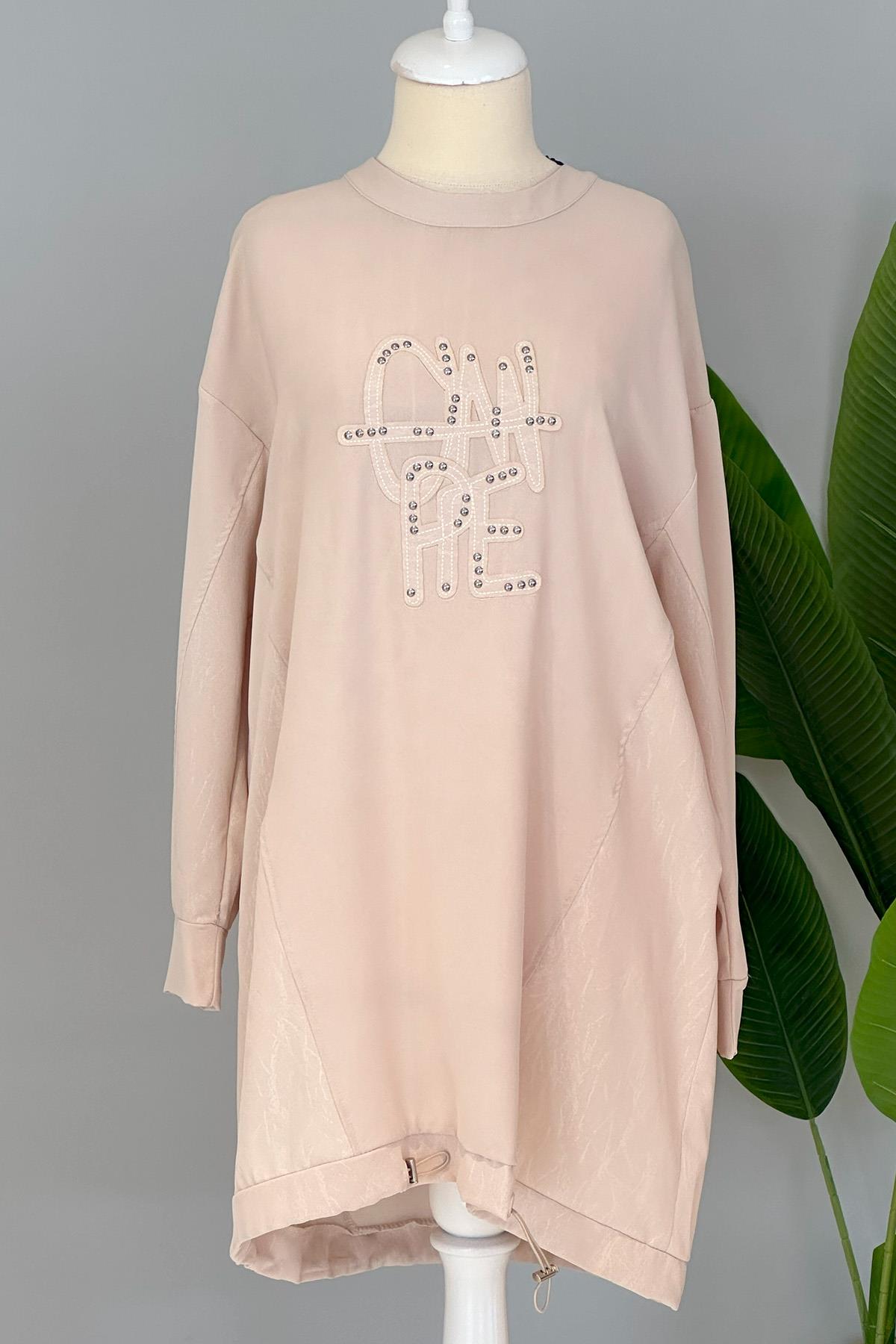 Nakış Detay Basic Tunik Sweat 10442 Bej