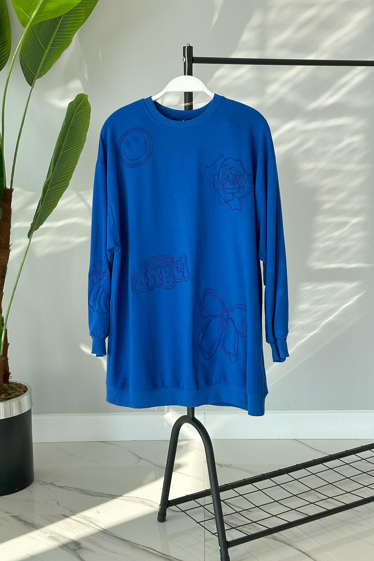 Nakış Detaylı Sweat Tunik 31350 Saks