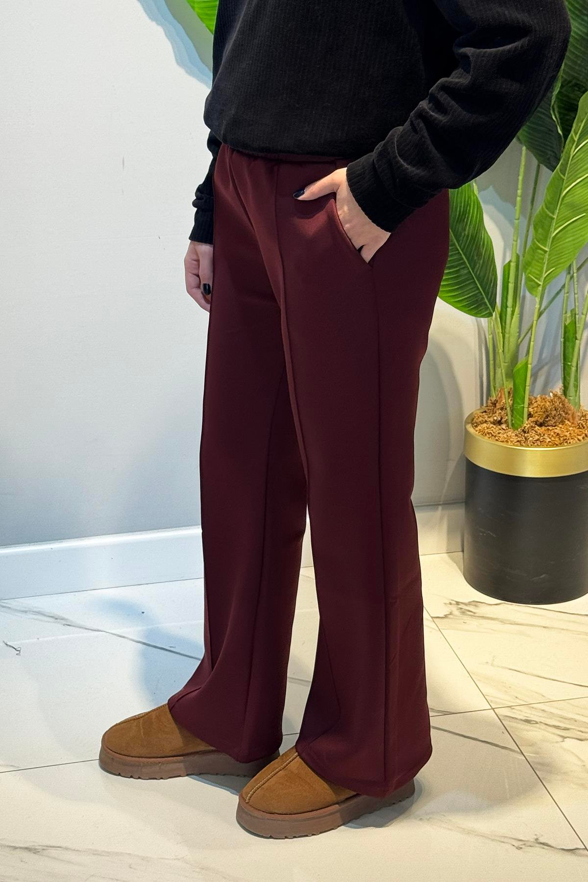 Nervür Dikişli Pantolon 2450 Bordo