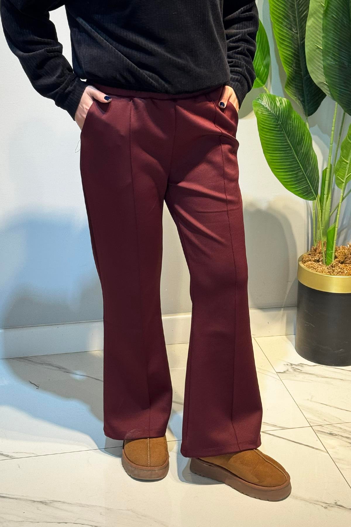 Nervür Dikişli Pantolon 2450 Bordo