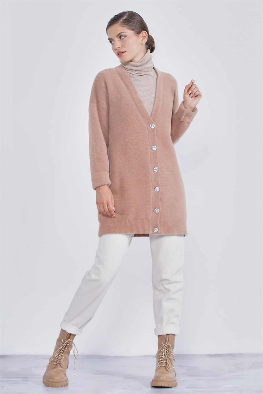 Nuss Angora Basic Hırka Renkli
