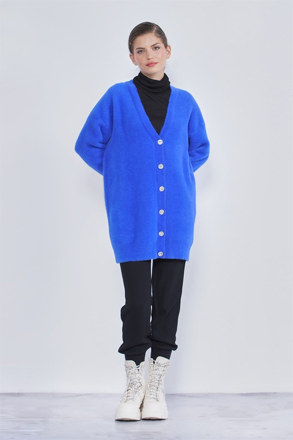 Nuss Angora Basic Hırka Renkli