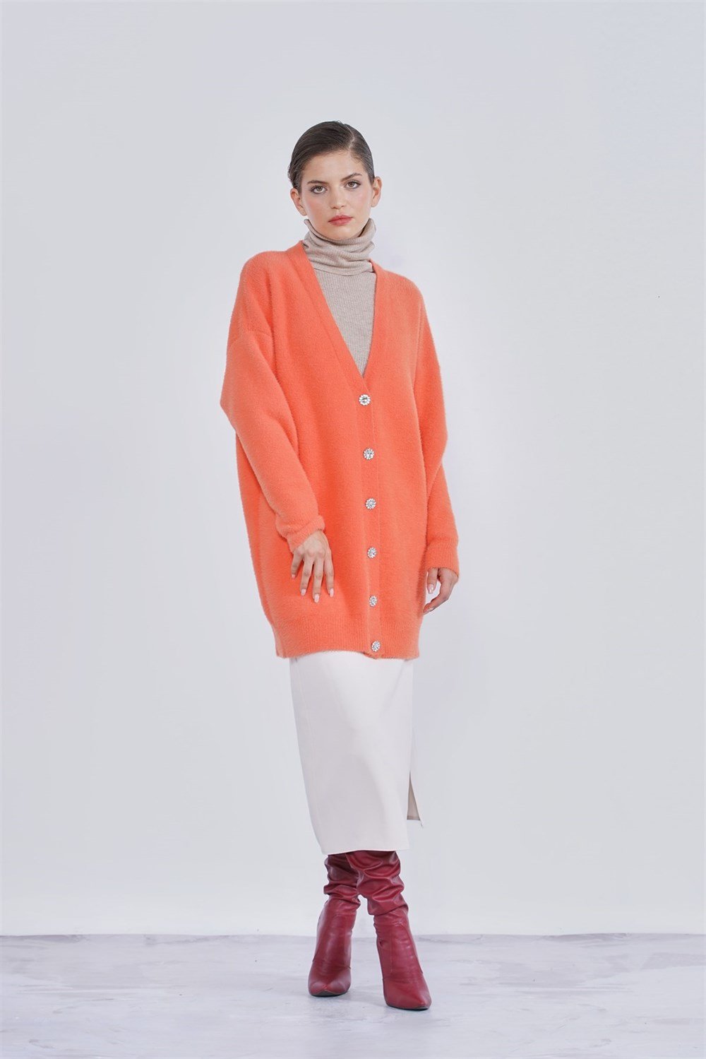 Nuss Angora Basic Hırka Renkli