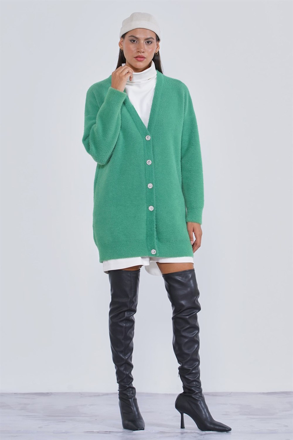 Nuss Angora Basic Hırka Renkli