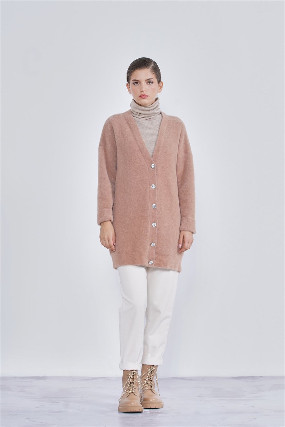 Nuss Angora Basic Hırka Renkli