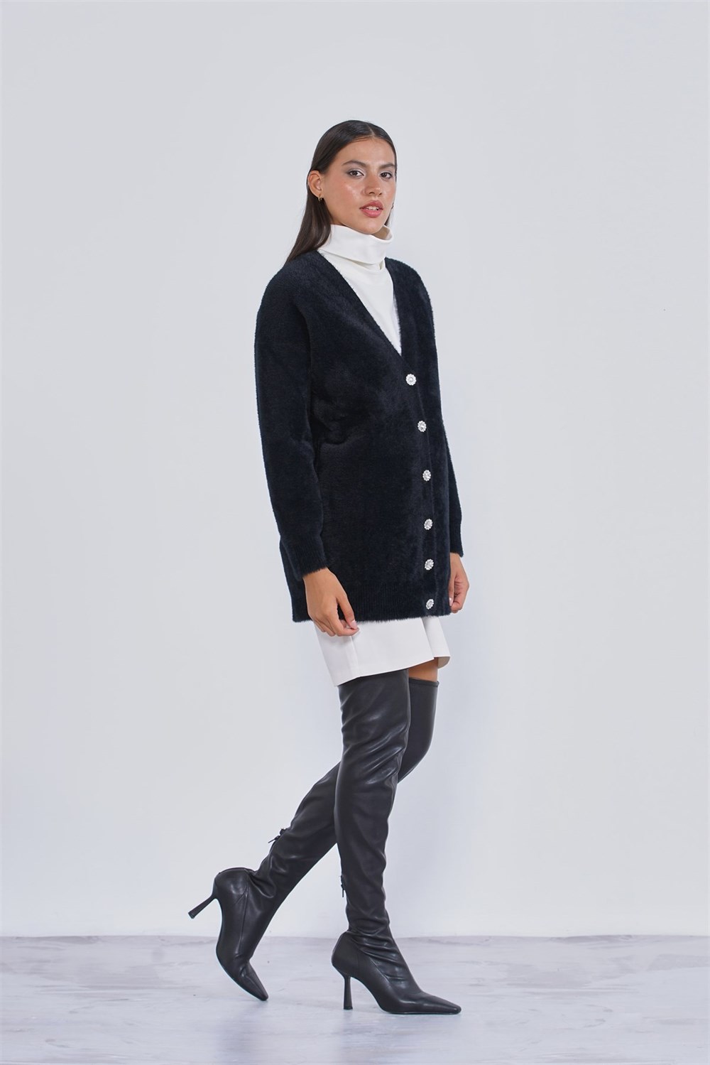 Nuss Angora Basic Hırka Renkli
