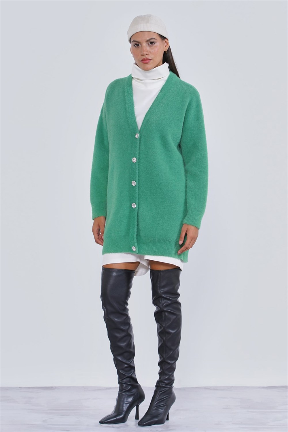 Nuss Angora Basic Hırka Renkli