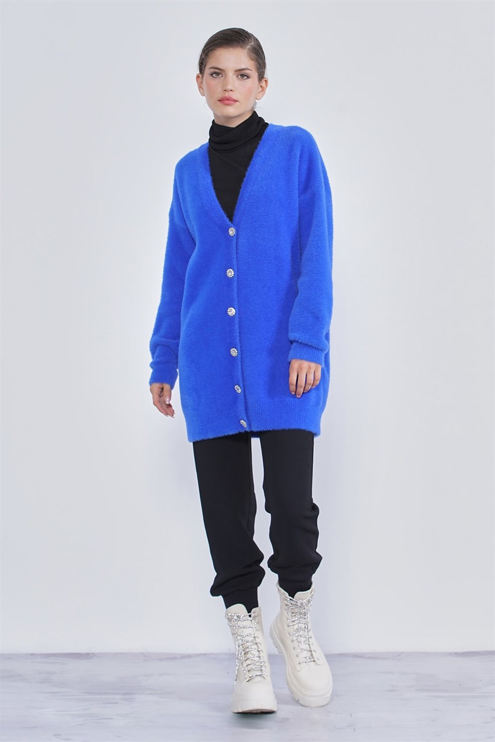 Nuss Angora Basic Hırka Renkli