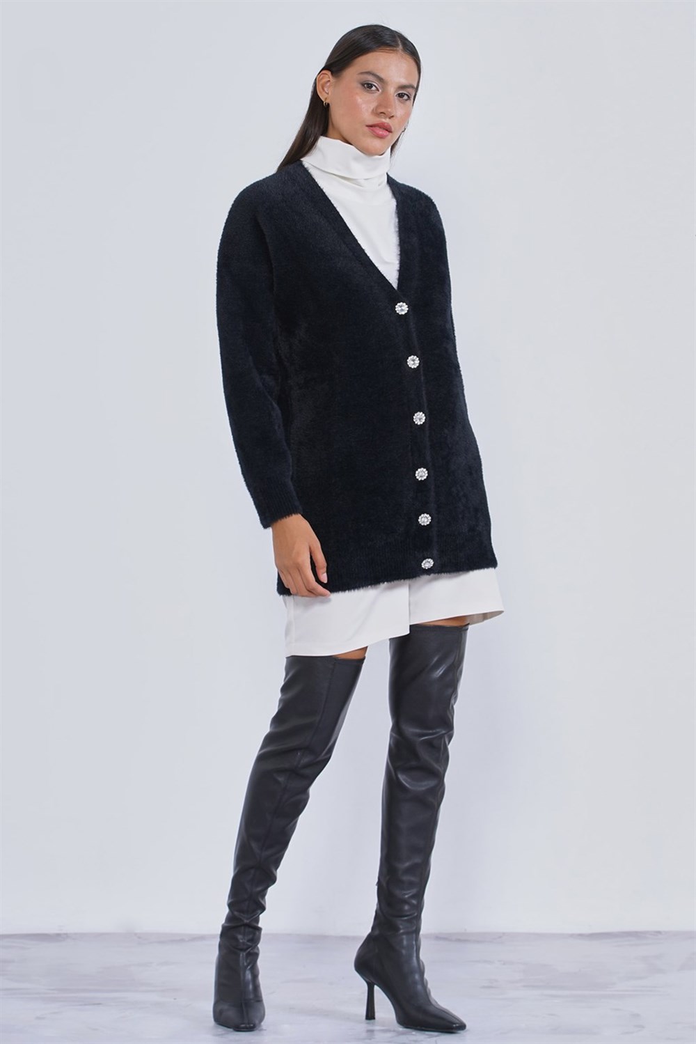 Nuss Angora Basic Hırka Renkli