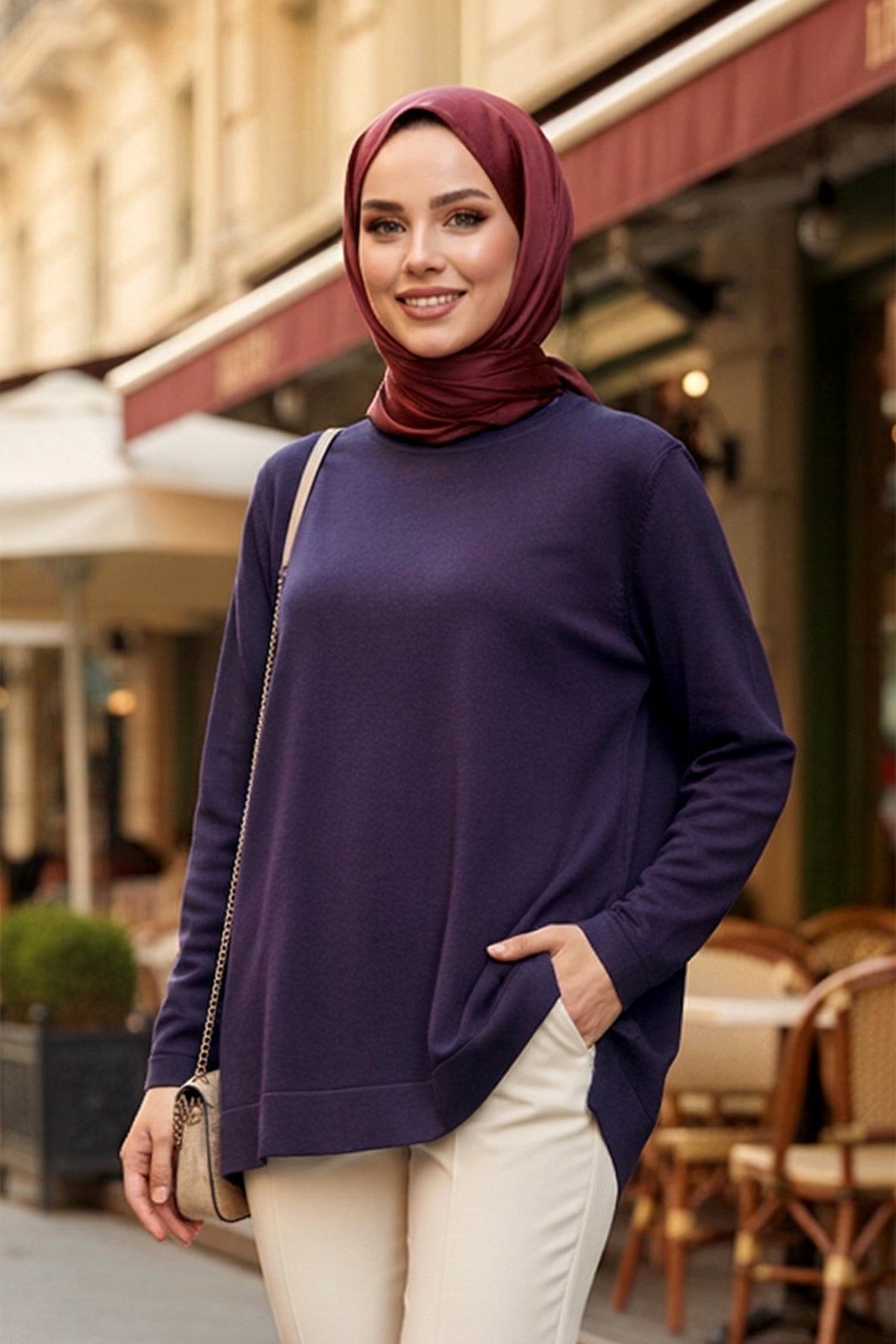 Nuss Basic Triko Tunik 902 Koyu Mor