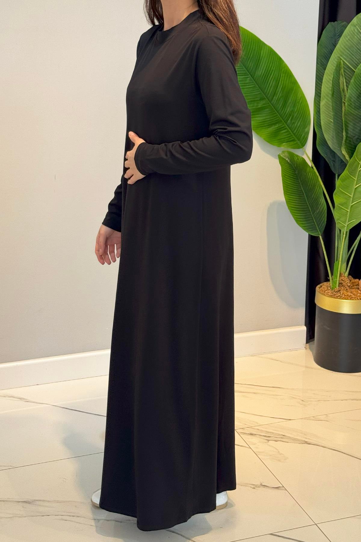 Nuss Basic Uzun Kol Elbise 2059 Siyah