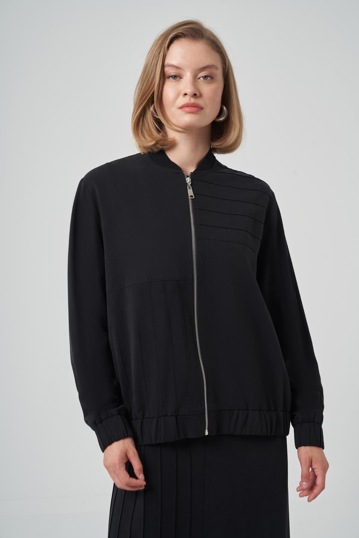 Nuss Bomber Ceket Elbise Takım 1036 Siyah