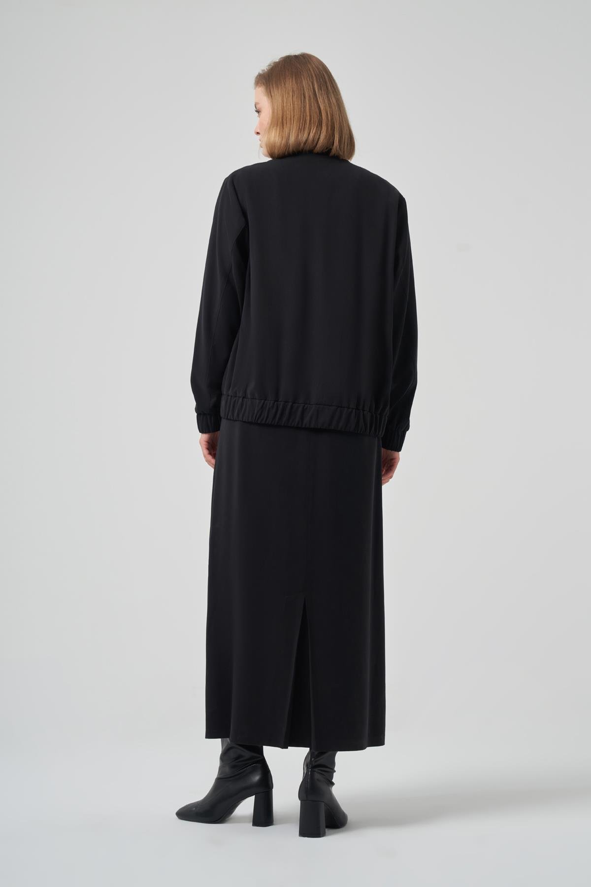 Nuss Bomber Ceket Elbise Takım 1036 Siyah