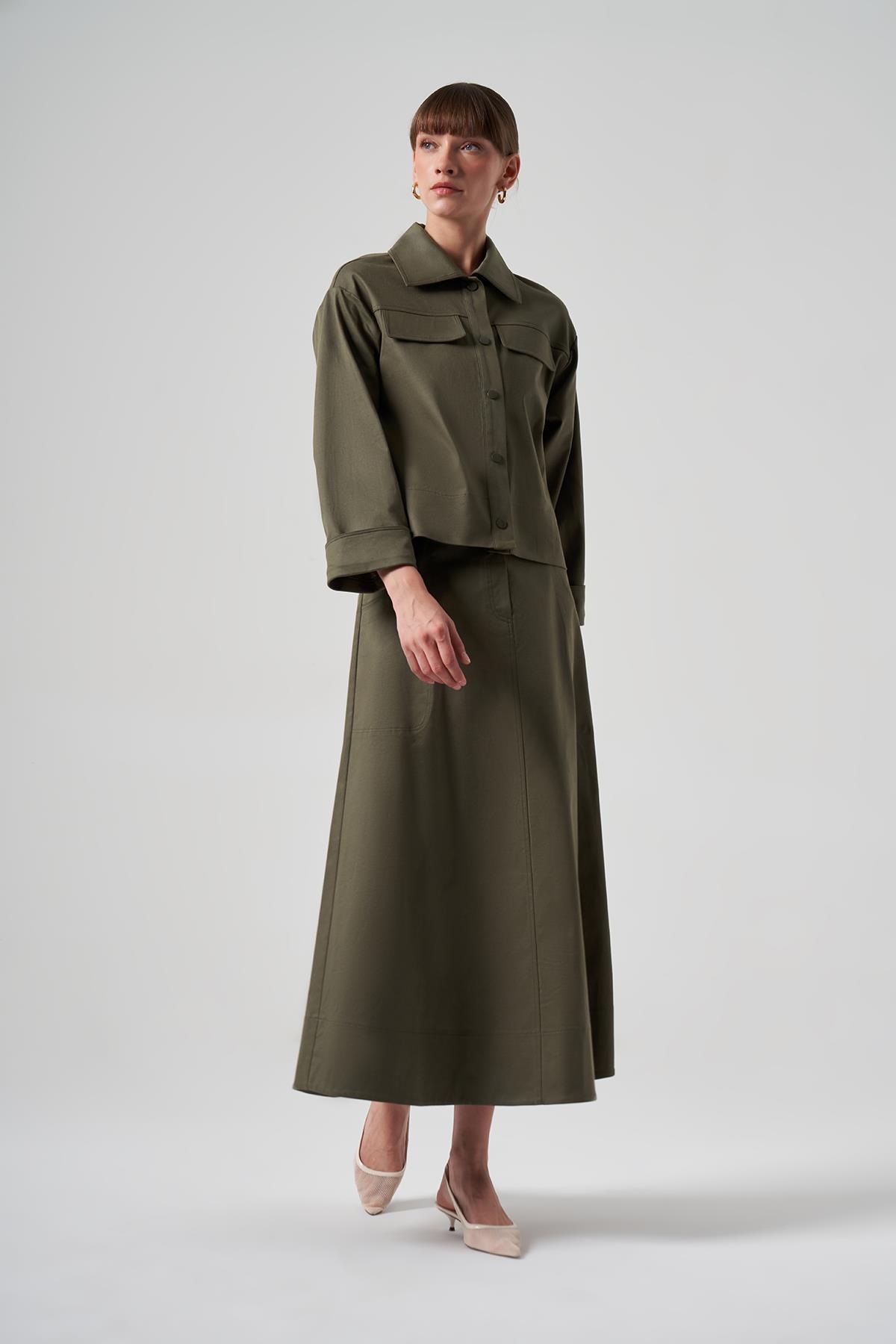 Nuss Çıtçıtlı Kısa Ceket 6025 Haki