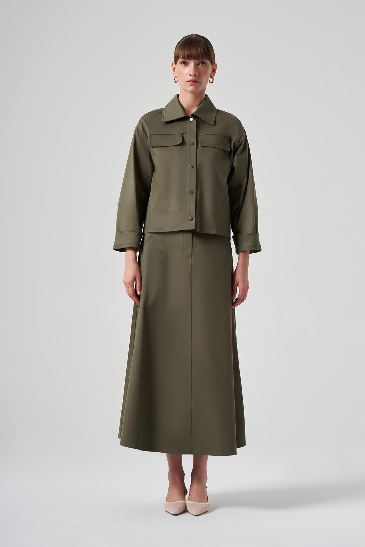 Nuss Çıtçıtlı Kısa Ceket 6025 Haki