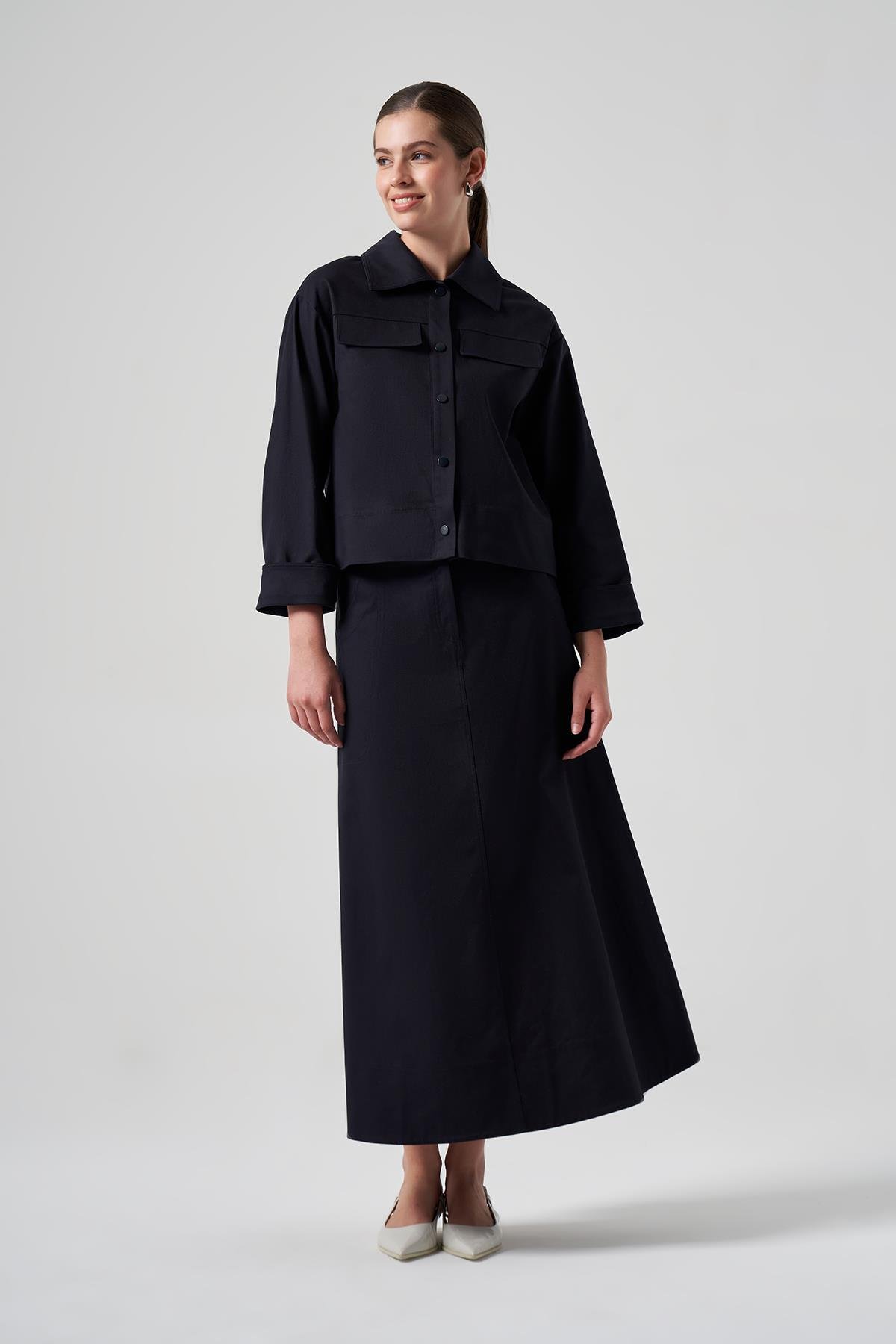 Nuss Çıtçıtlı Kısa Ceket 6025 Lacivert