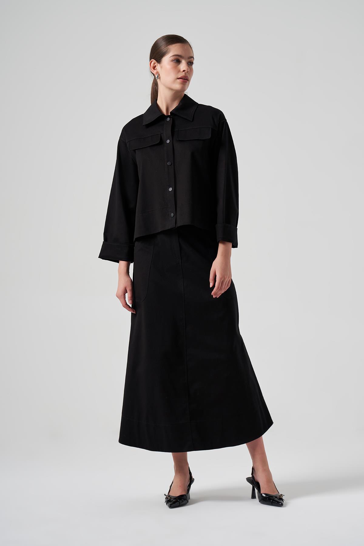 Nuss Çıtçıtlı Kısa Ceket 6025 Siyah