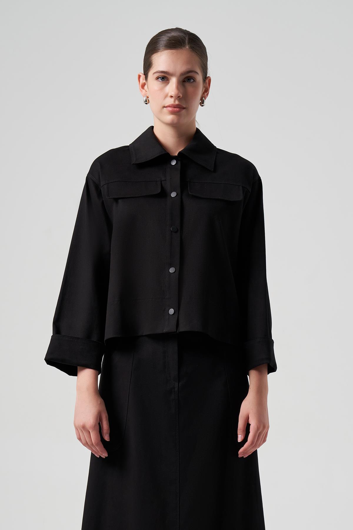 Nuss Çıtçıtlı Kısa Ceket 6025 Siyah