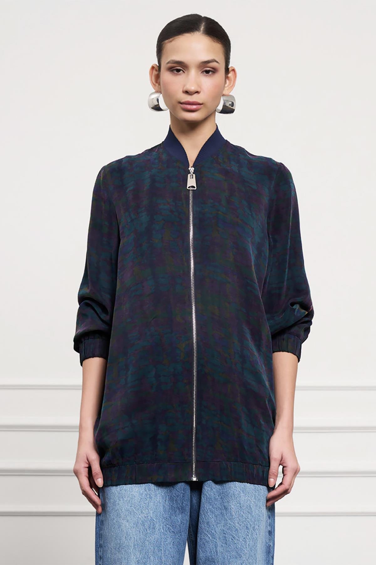 Nuss Cupra Fermuarlı Ceket 6047 Lacivert