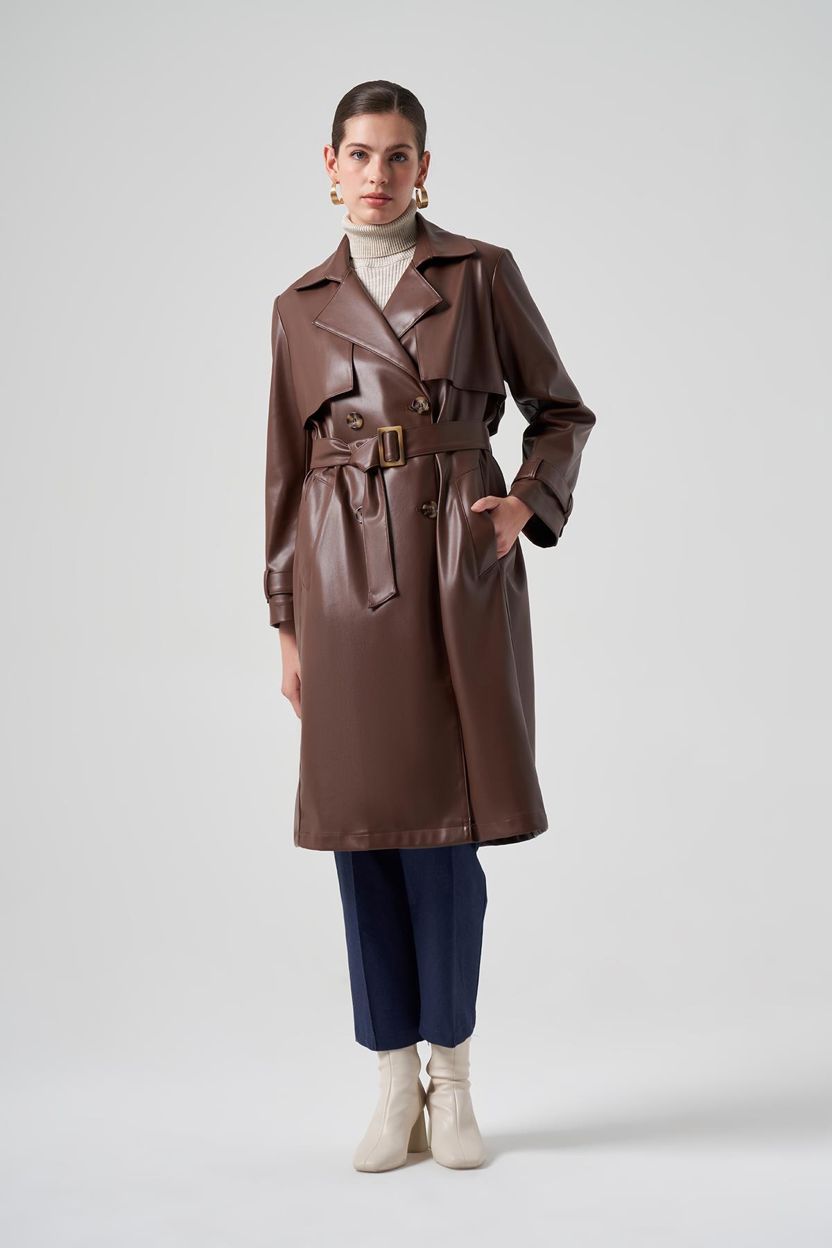 Nuss Deri Trençkot 6001 Kahve