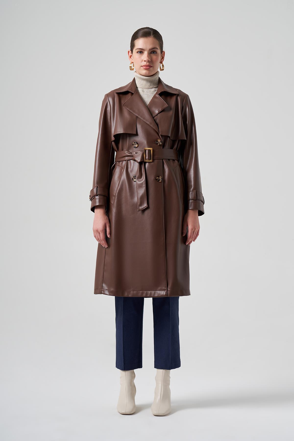 Nuss Deri Trençkot 6001 Kahve