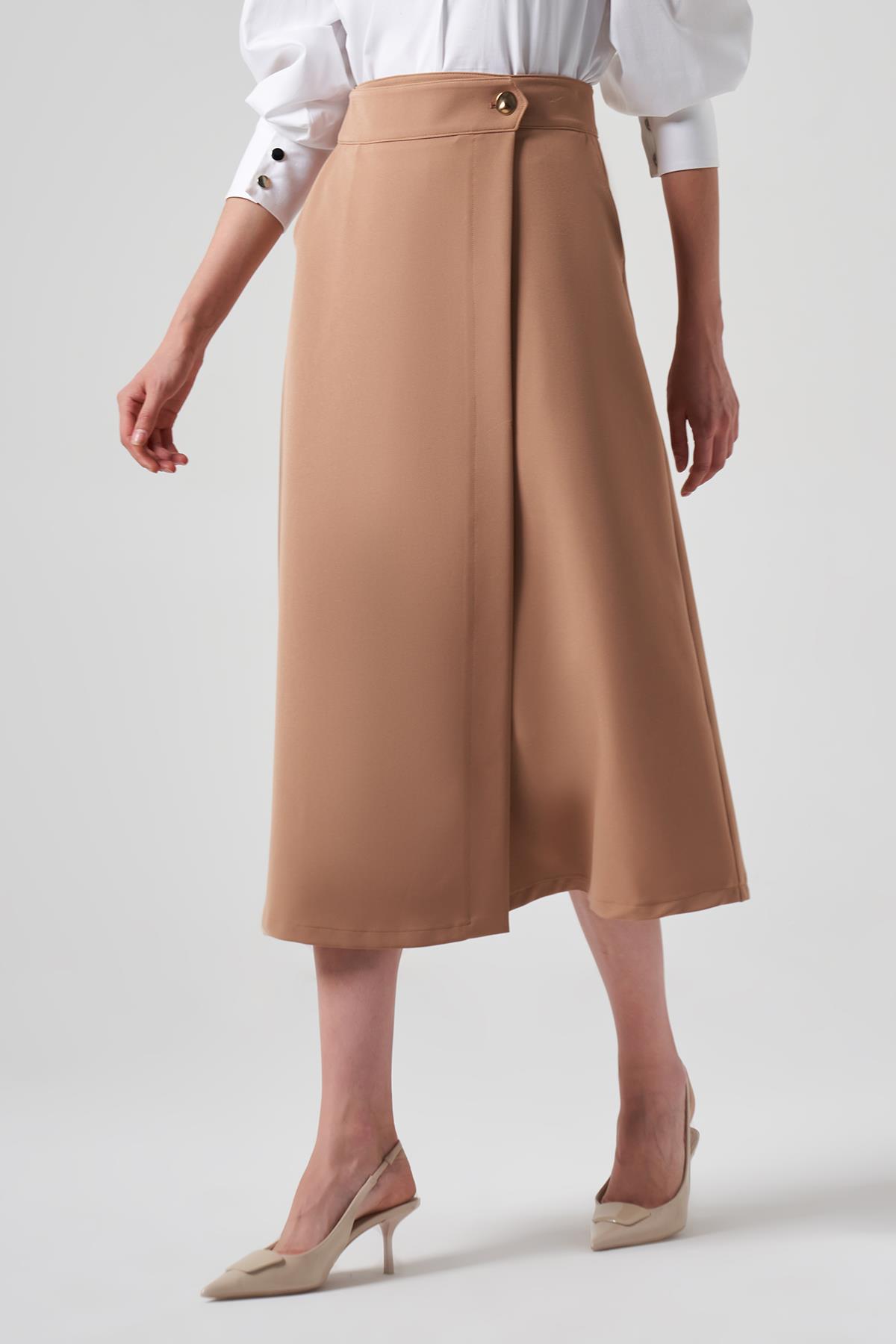 Nuss Düğme Detay Etek 8001 Camel