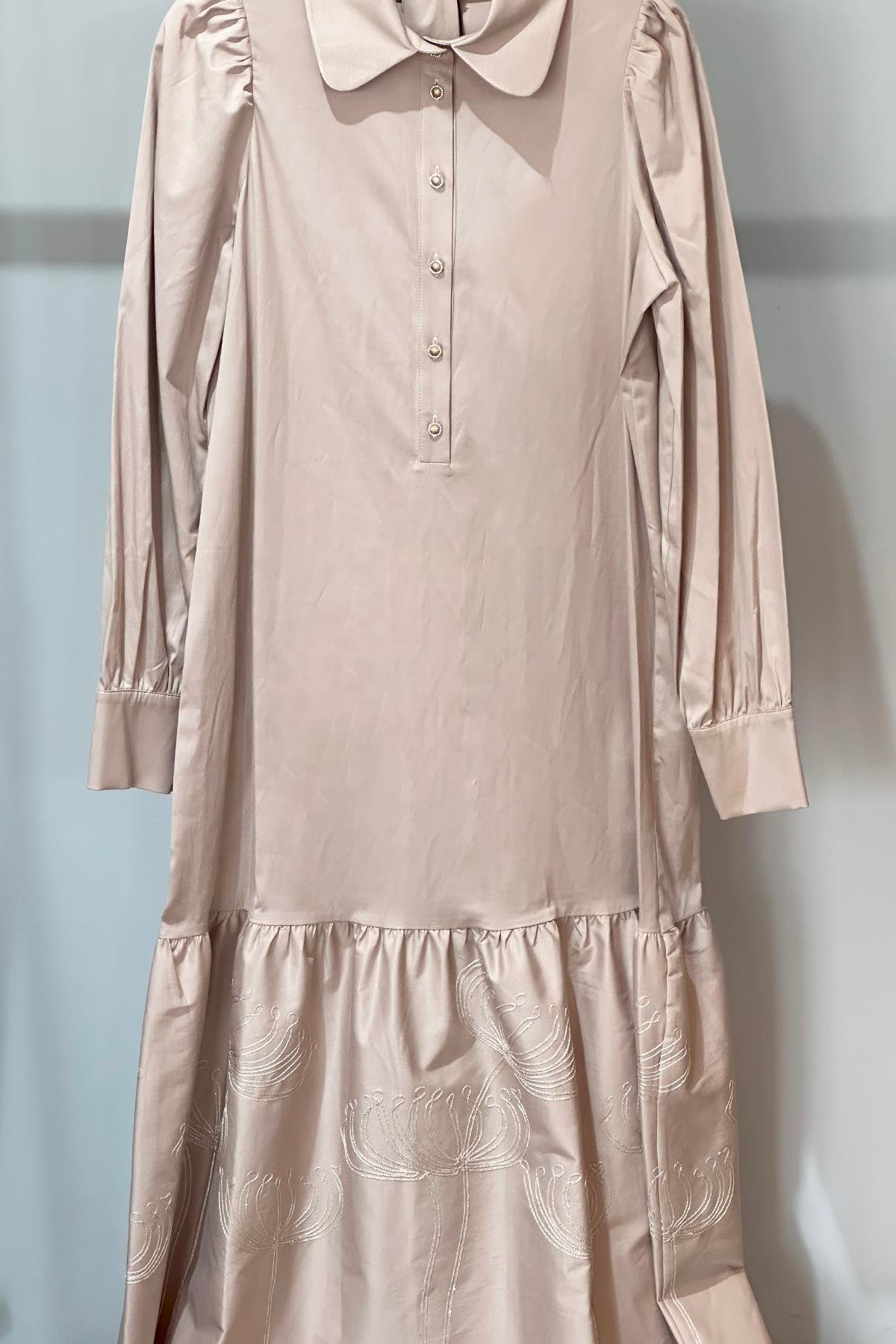 Nuss Düğme Detaylı Elbise 2051 Bej