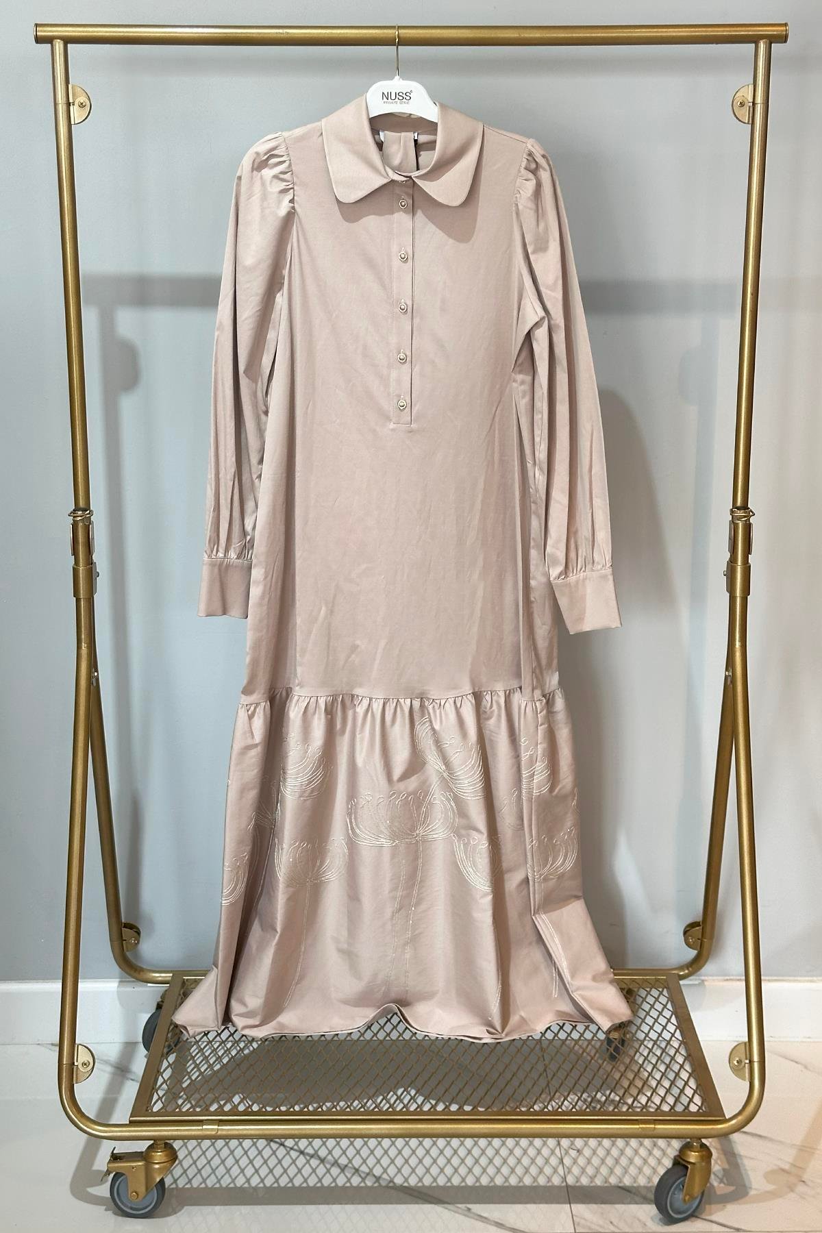 Nuss Düğme Detaylı Elbise 2051 Bej