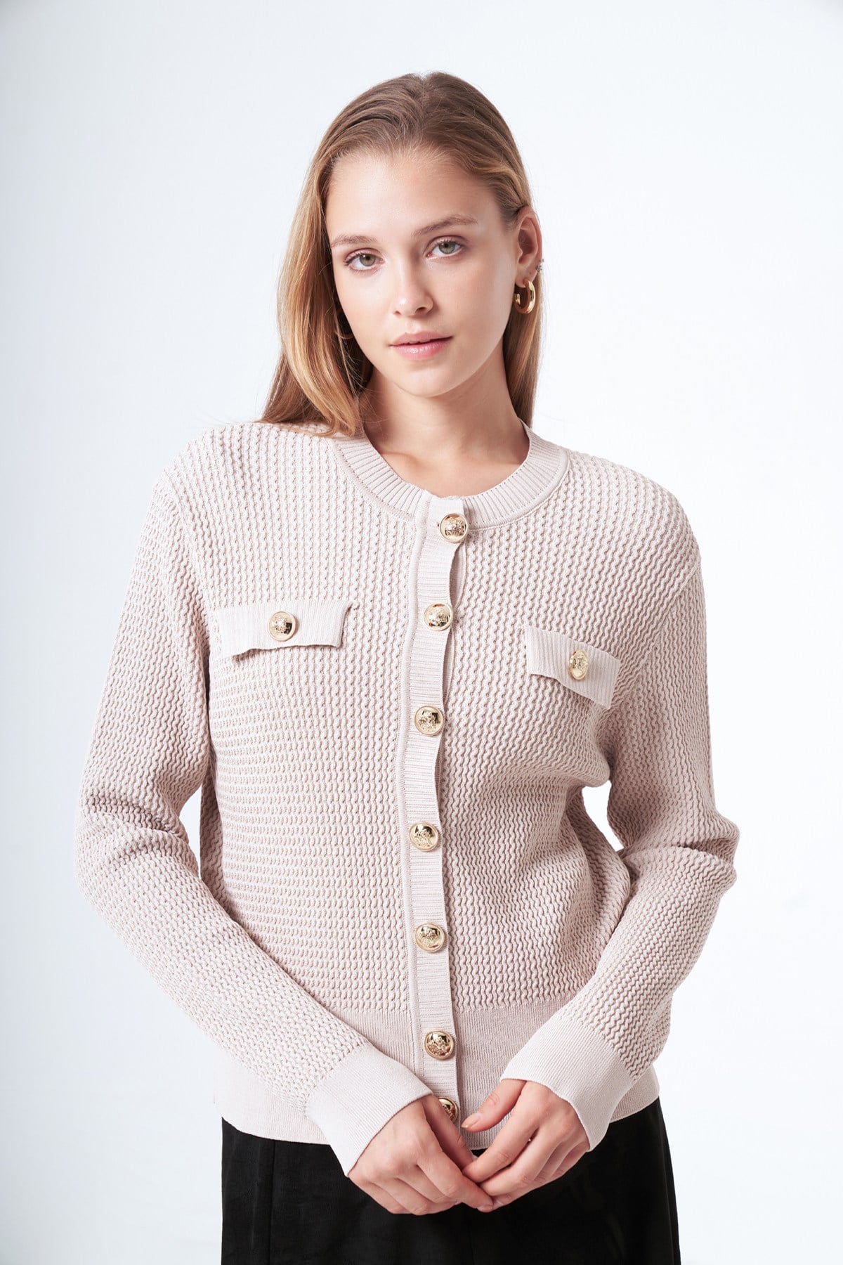 Nuss Düğmeli Rayon Hırka 601 Bej