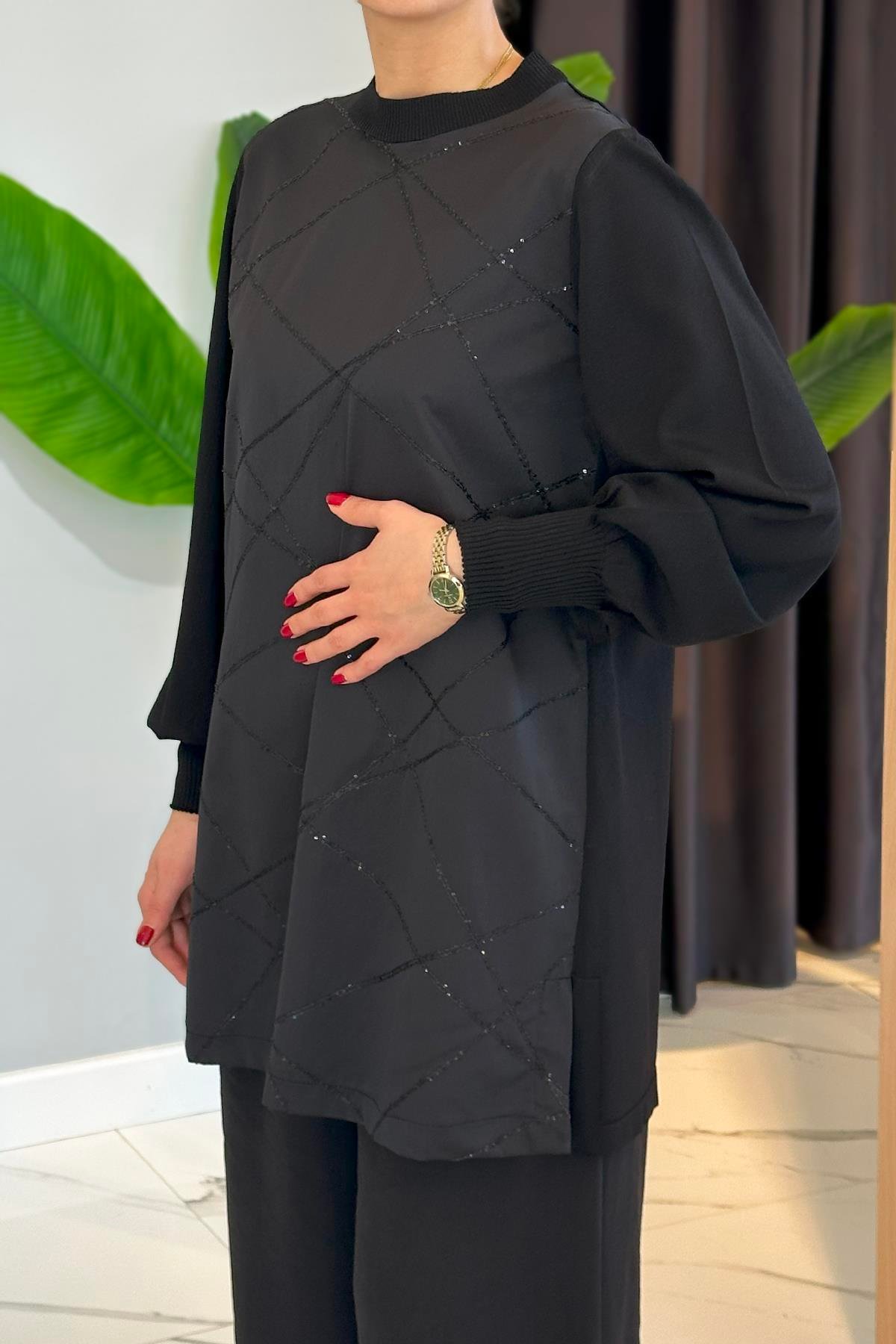 Nuss Düz Kesim Tunik 3016 Siyah