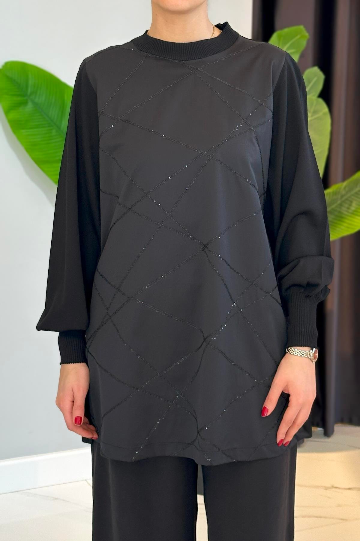 Nuss Düz Kesim Tunik 3016 Siyah