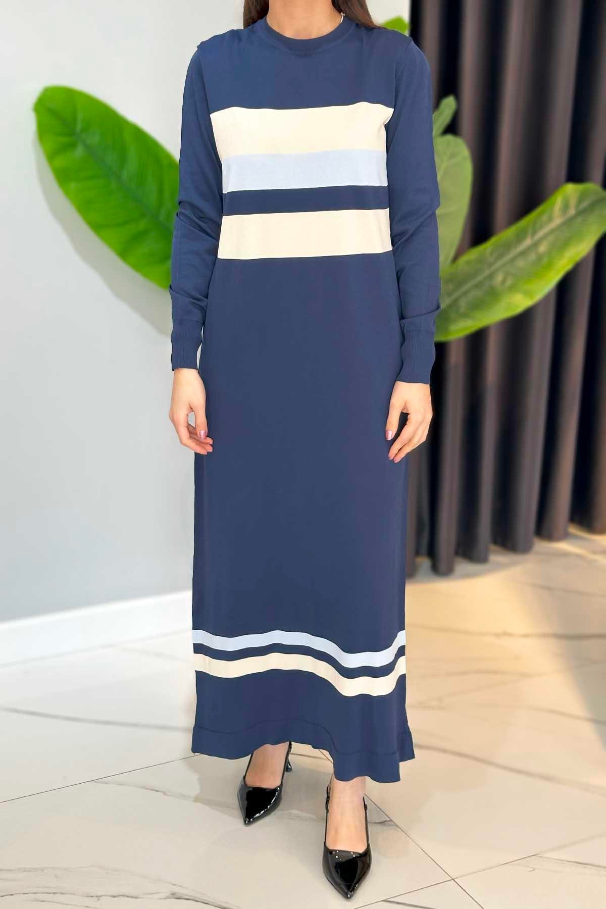 Nuss Elbise 1421 Lacivert