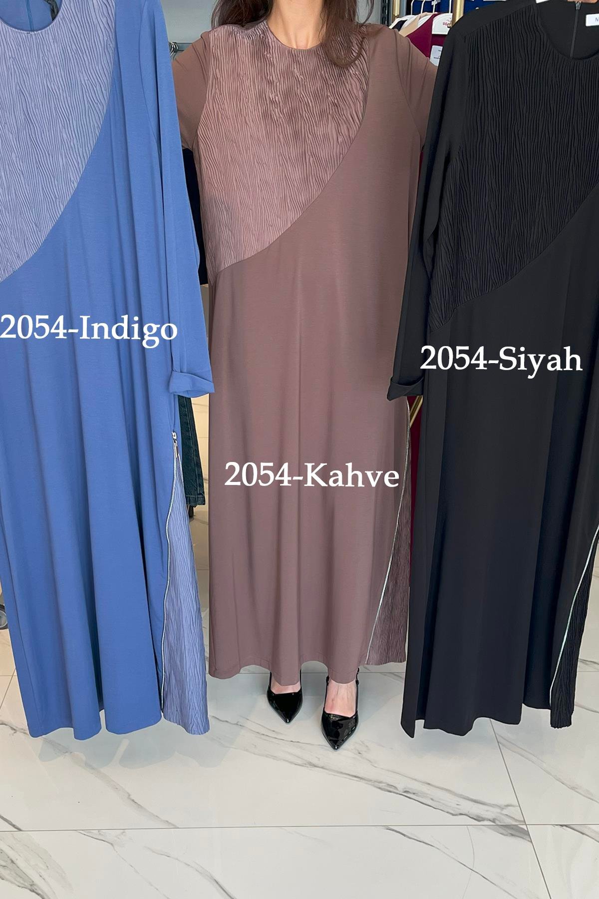 Nuss Fermuar Detay Elbise 2054 İndigo