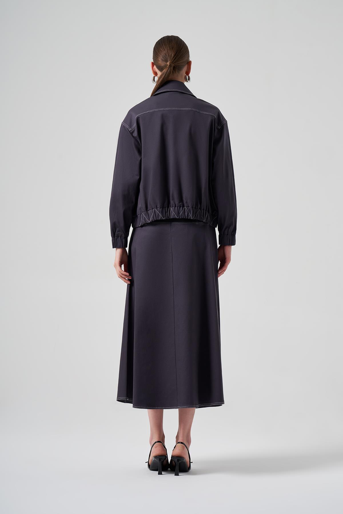 Nuss Fermuarlı Kısa Ceket 6027 Antrasit