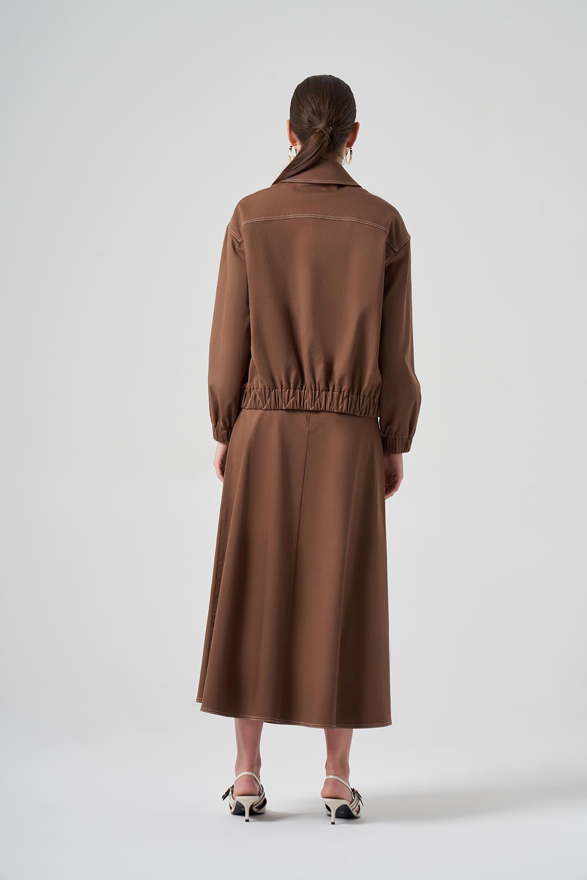 Nuss Fermuarlı Kısa Ceket 6027 Koyu Kahve