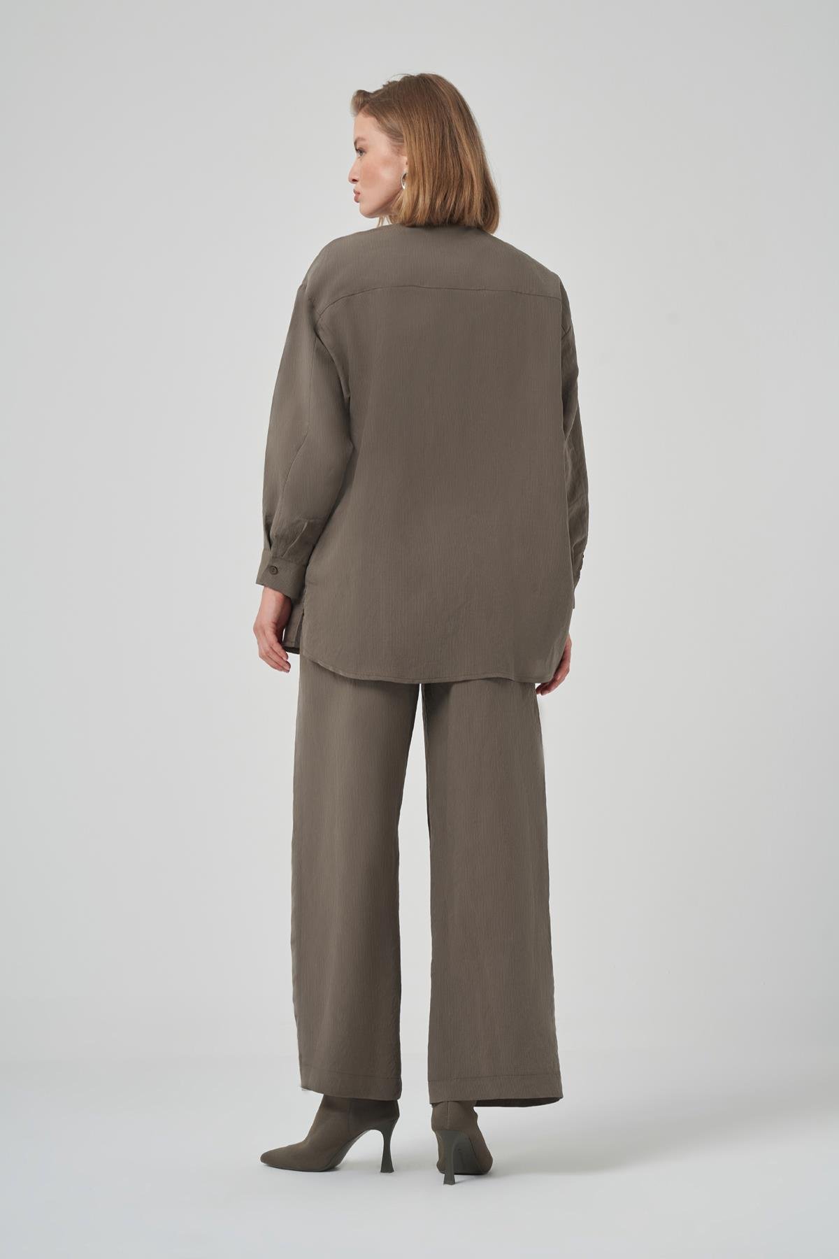 Nuss Gömlek Bol Paça Pantolon Takım 1021 Haki