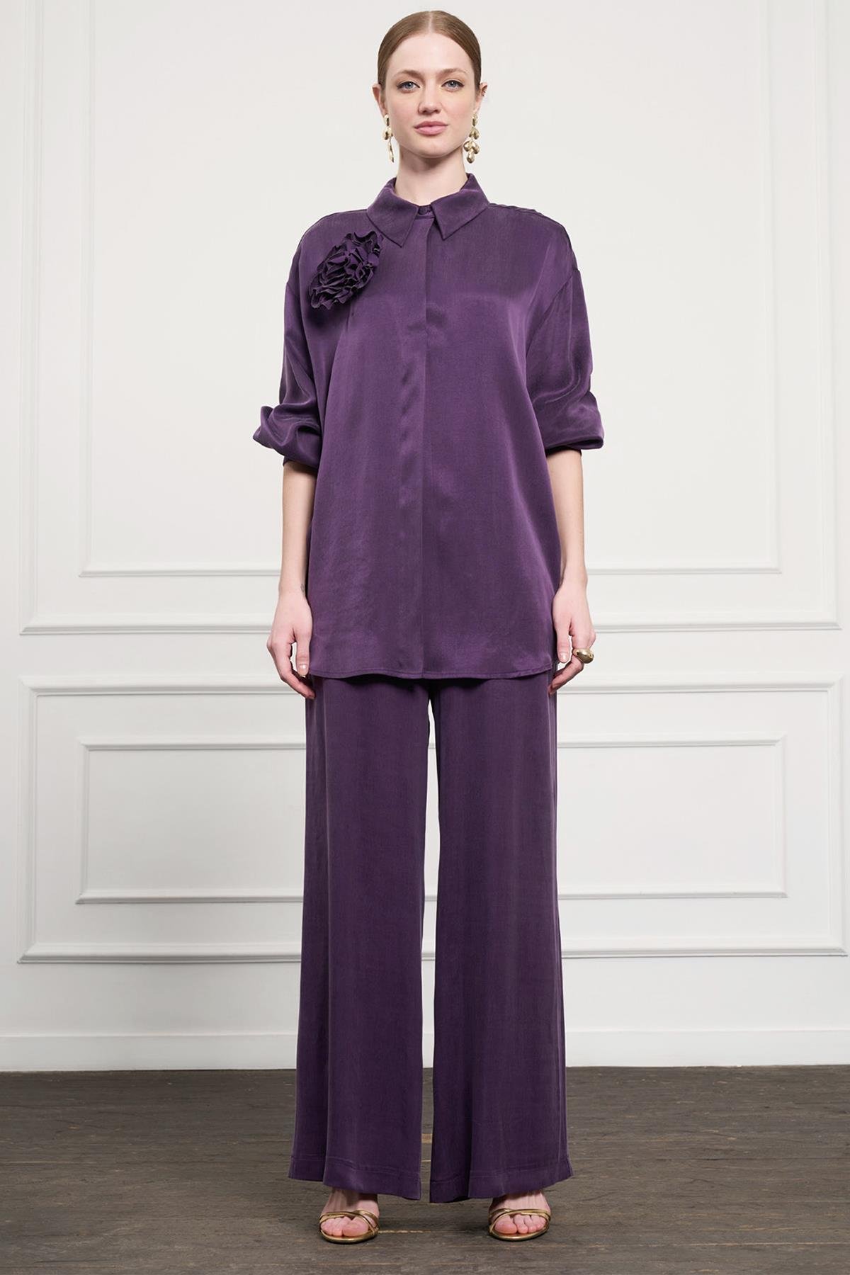 Nuss Gül Aksesuar Detay Takım 1064 Mor